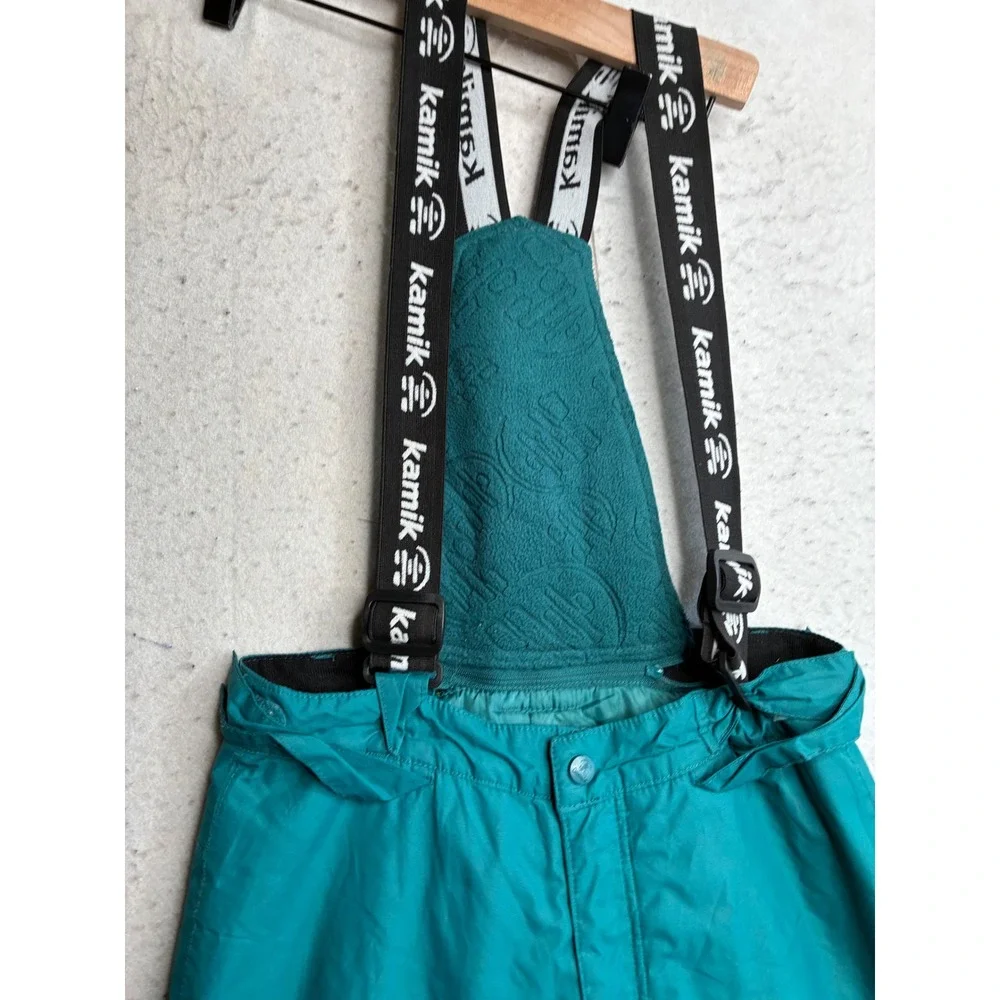 Kamik Kids Teal Insulated Snow Pants Bib Suspenders Size 12 KWU8360 Ski Trousers